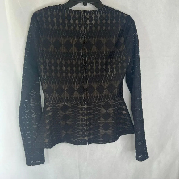 BCBGMaxazria Michelle Black Lace Peplum Full Back Zip Top Size Small - Picture 2 of 9